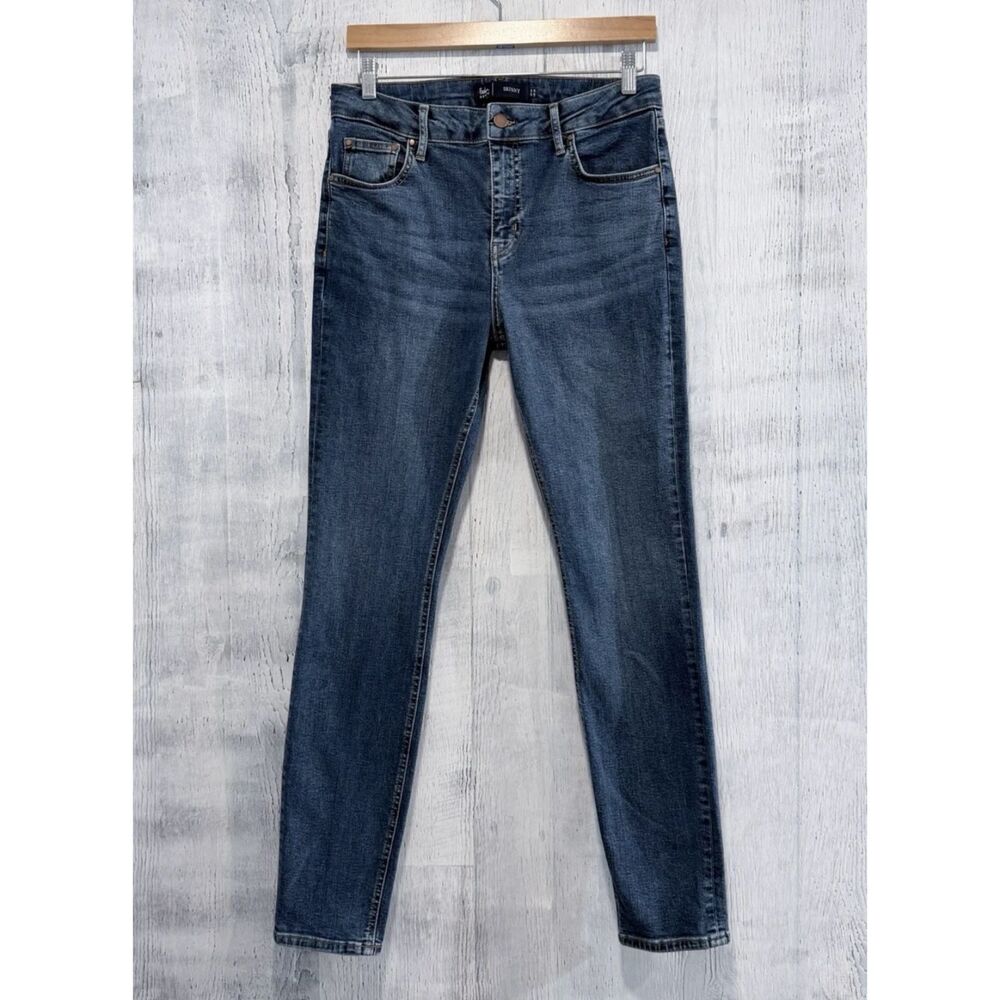 Boden High Rise Skinny Jeans Blue Stretch Whiskered Denim Womens 10L (Fit 30x31)